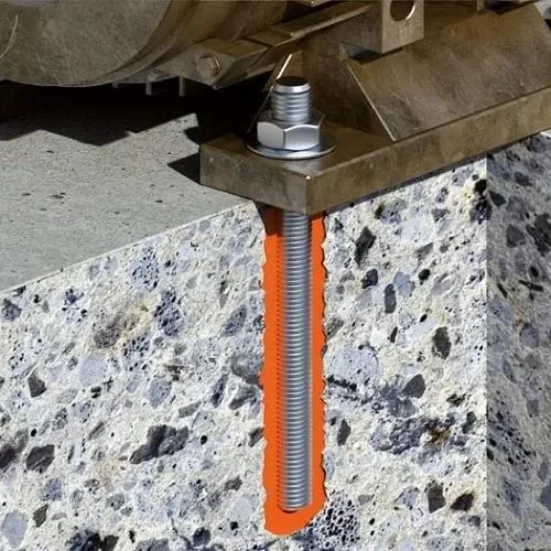 Schematische Darstellung der Montage eines Ankerbolzens in Beton